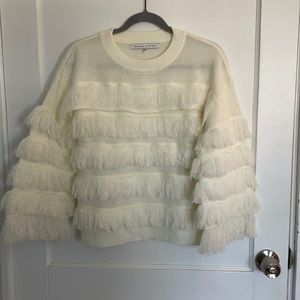 EUC tiered fringe sweater